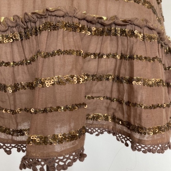 Calypso St. Barth sequined cotton top, ruffle flounce XS - Picture 4 of 7